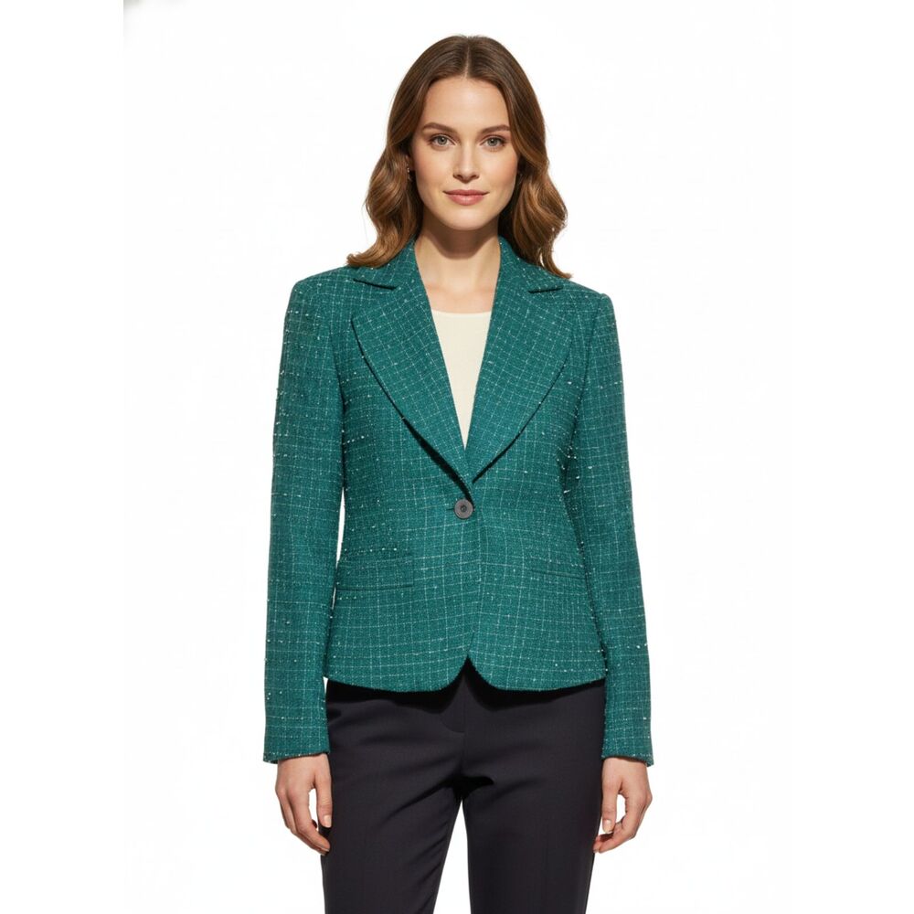 Metrostyle Teal Green Single-Button Blazer